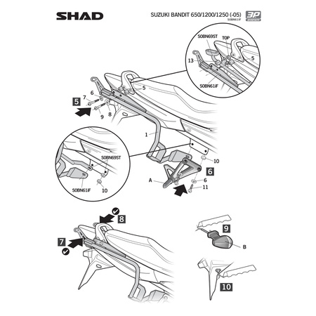 Stelaż do kufrów bocznych Shad 3P do Suzuki Bandit