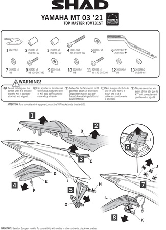 Stelaż kufra tylnego Shad do Yamaha MT03 2021