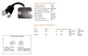 Dze regulator napięcia honda vfr 800 fi 00-01 (35a) (3160-mbg-d01) (esr691)