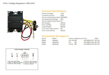 Dze regulator napięcia polaris sportsman 300/400 '08-'10, hawkaye 300 '06-'11 (4011182)