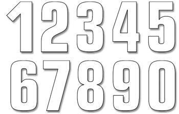 Numery startowe 21cm x 11cm proste, kolor biały nr7 (3szt.)
