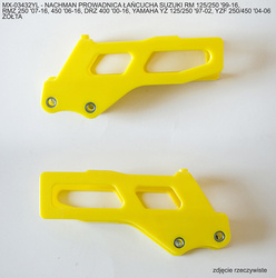 Prowadnica łańcucha suzuki rm 125/250 '99-16, rmz 250 '07-16, 450 '06-16, drz 400 '00-16, yamaha yz 125/250 '97-02, yzf 250/450 '04-06 kolor żółty (su03908102;su04931102;ya03808102;ya03871102)