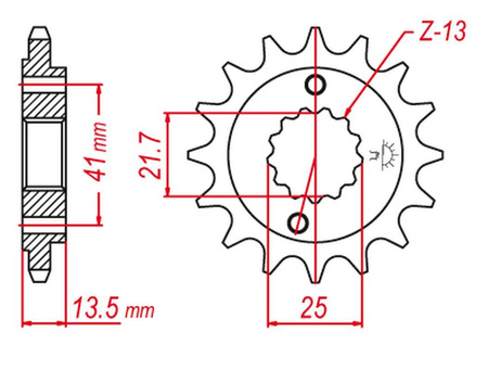 Zębatka przednia 346 16 honda vt600c '90-'07, xrv650 '88-'90 (jtf296.16)