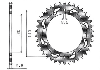 Zębatka tylna 491 43 kawasaki klr 650c '95-'03 (jtr487.43) (łańc. 520) (49143jt)