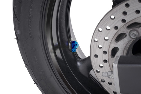 Zestaw zaworków do kół motocyklowych (90 stopni) śr.11mm niebieskie