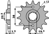 Zębatka przednia 2116 13 18nc suzuki ltr 450 '06-'12, ltz 400 '03-'13, rmx 450 '10-'13, kawasaki kfx 400, hyosute 450 (łańc. 520) (jtf1401.13)