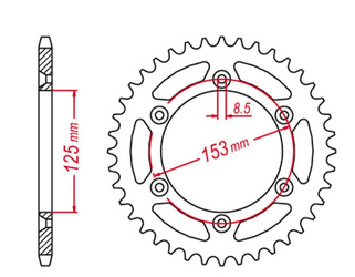 Zębatka tylna aluminiowa kolor czarny 289 53 honda cr/crf '83-'22, beta rr '13-'22 kolor czarny (jtr210.53)