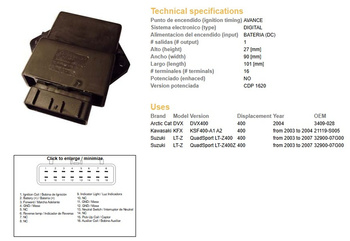 Dze moduł zapłonu cdi suzuki ltz 400 quadsport '03-'07 (oem 32900-07g00)