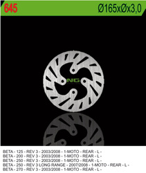 Tarcza hamulcowa tył beta rev 3 125/200/250/270 '03-'08 (165x3) (4x10,5mm)
