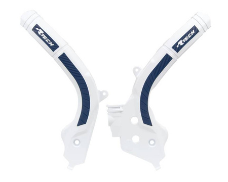 Osłony ramy (komplet) bi-material super grip husqvarna tc 125 '16-21, tc 250 '17-21, te/fe/tx/fx 125-501 '17-21, fc 250/350/450 '16-21, f450 '17-21 kolor biały niebieski