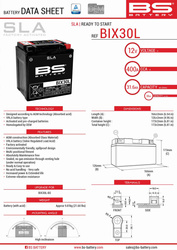 Bs akumulator bix30l (fa) (ytx30l) 12v 30ah 166x125x175 bezobsługowy - zalany (385a) (2)