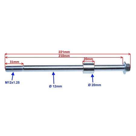Oś koła przód do Junak 904 fi12x210