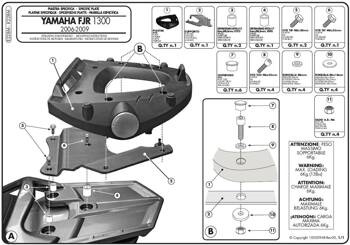 Stelaż Kufra Centralnego Yamaha Fjr 1300 (06-15) ( Z Płytą Monolock )