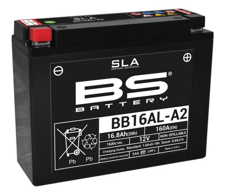 Bs akumulator bb16al-a2 (fa) (yb16ala2) 12v 16ah 205x71x164 bezobsługowy - zalany (160a) (4)