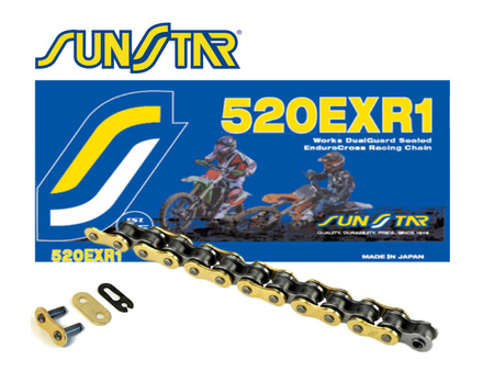 Łańcuch  520exr1-120g enduro do 450 ccm (dg ring) kolor złoty (520vt2) otwarty + zapinka (520exr1120g)