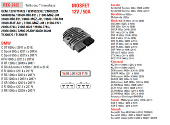 Dze regulator napięcia bmw s1000rr 08-12, r1200 gs 13-15, ducati 1200, triumph, kawasaki, yamaha, honda, mosfet (50a)