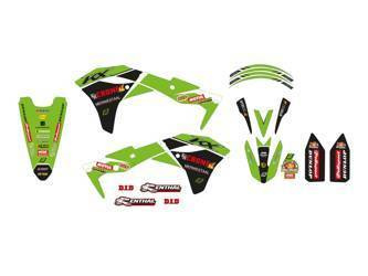Komplet naklejek (oklein) kawasaki kxf 250 '17-'20 replica kawasaki f&h 22, kolor zielony/biały/czarny