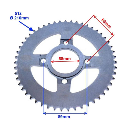 Zębatka tył 51Z 428 do Romet Crs50 125