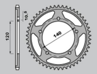 Zębatka tylna utwardzana 4398 45 c45 suzuki gsxr 600 (01-05), gsxr 750 (06-08)
