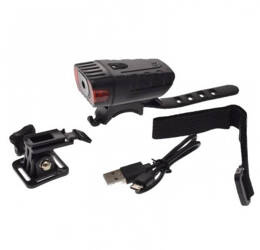 Lampa rowerowa przód 1 LED 300 LM USB