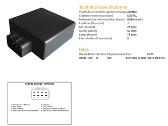 Dze moduł zapłonu cdi honda crf 450r '02-03 (30410-meb-671)