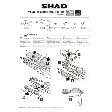 Stelaż do kufrów bocznych Shad 3P do Yamaha Tracer 900 / GT