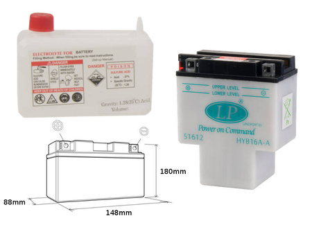Landport akumulator hyb16a-a 12v 16ah 151x91x182 obsługowy - elektrolit osobno (2) ue2019/1148