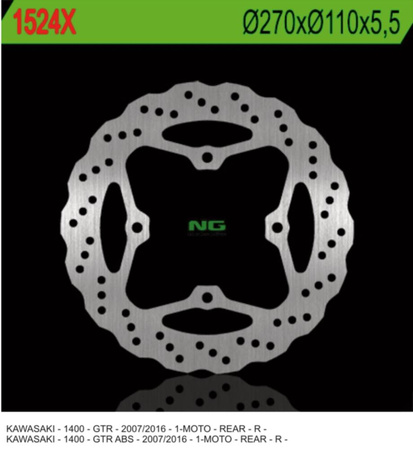 Tarcza hamulcowa tył kawasaki gtr 1000 07-18(270x110x5,5mm) (4 otwory 10,5mm) wave