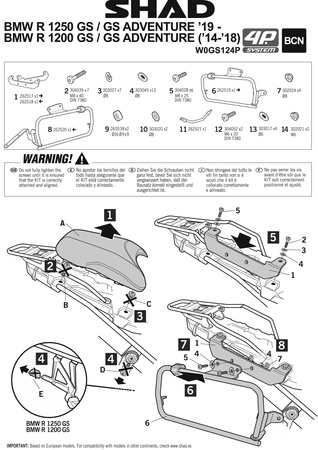 Stelaż kufra bocznego 4P Shad Terra do BMW R1200GS