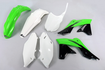 Komplet plastików kawasaki kxf 250 '13-'16 kolor oem '14-15 (zielony/biały/czarny) (ka221e999)