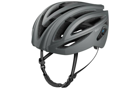 Kask rowerowy r2 road z wbudowanym interkomem bluetooth 4.1 do 900m oraz tylną lampką led rozmiar s ( 50-55 cm ) kolor szary (el)