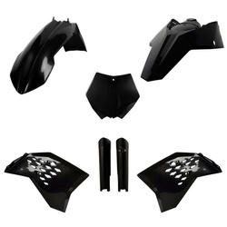 KOMPLET PLASTIKÓW (FULL KIT) KTM SX/SX-F/XC-F '08-'10 W ZESTAWIE TABLICA PRZEDNIA (8664400002) I OSŁONY AMORTYZATORÓW (8398500003) KOLOR CZARNY