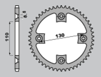 Zębatka tylna aluminiowa 4306 51 honda cr 85 '03-'07, crf 150 '07-'22 (+1) kolor czarny