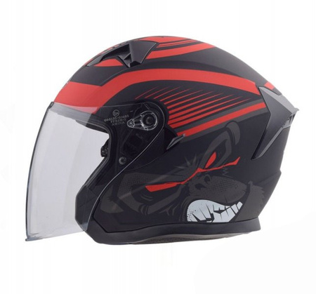 Kask otwarty na skuter quad motocykla czarny-czerwony mat