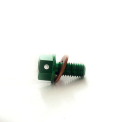 korek spustowy oleju kawasaki kxf '19-20 ( z magnesem ) kolor zielony (m8x1,25) (mdp-09gr)