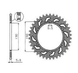 Zębatka tylna aluminiowa (ergal) 270 48 yamaha yz/yzf/wrf '99-'18 (jtr251.48) (łańc. 520) (27048jt) kolor czarny