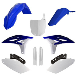 KOMPLET PLASTIKÓW (FULL KIT) YAMAHA YZ 250F '10-'13 W ZESTAWIE TABLICA PRZEDNIA (8678400001) I OSŁONY AMORTYZARORÓW (8352000001) KOLOR NIEBIESKO BIAŁY OEM