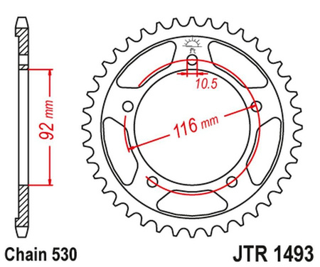Zębatka tylna 4542 41 kawasaki zzr 1400 '06-'18 (454241jt) (łańc. 530) (czarna) na zamówienie