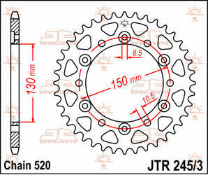 Zębatka tylna 4309 45 honda nx 650 '88-'90 (jtr245/3.45)* (łańc. 520)