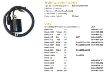 Dze cewka wysokiego napięcia honda xlr 125, cg 125 (30500-kre-900)