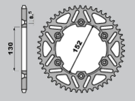 Zębatka tylna aluminiowa t7075 (ergal) 4500 50 aprilia mxv/rxv/sxv 450/550 '06-'12 (jtr706.50)* (łańc. 520) kolor srebrny