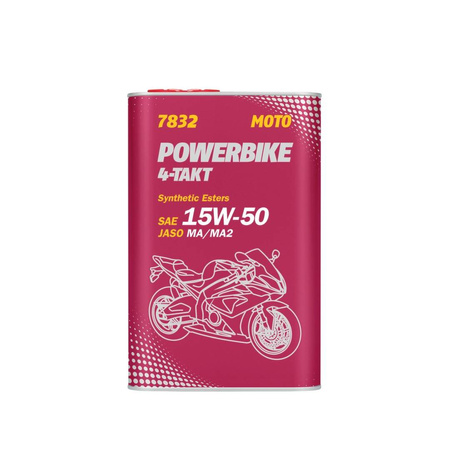 Mannol olej silnikowy 4t motorbike 15w50 1l ester + ma2 semisyntetyk metalowa puszka (7832) (12)