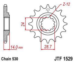 zębatka przednia 2077 17 kawasaki zrx 1100/1200 '97-06 (207717jt) (łańc. 530)