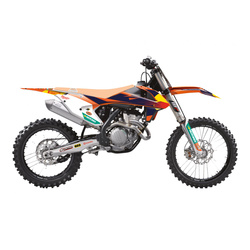 KOMPLET NAKLEJEK (OKLEIN) KTM SX/SX-F '16-'18, EXC/EXC-F '17-'19 REPLICA KTM FACTORY MXGP KOLOR POMARAŃCZOWY CZARNY