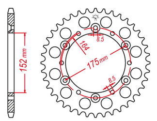 Zębatka tylna aluminiowa kolor czarny 856 49 yamaha yz 125 '88, wr 250 '89-'97, yz 250 '87-'92, yzf 250 '94-'98 (jtr853.49)