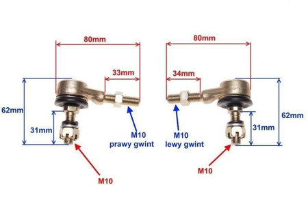Końcówki Drążka Kierowniczego ATV110 200 Komplet