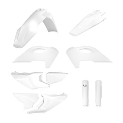 WYPRZEDAŻ KOMPLET PLASTIKÓW (FULL KIT) HUSQVARNA TE/FE TPI '24-'25 W ZESTAWIE OSŁONY AMORTYZATORÓW KOLOR BIAŁY OEM