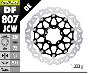 TARCZA HAMULCOWA PRZÓD DUCATI DIAVEL 1200 '11-; HYPERMOTARD 939/950 '13-; MONSTER 796/797/821/1200 '10-; MULTISTRADA 937/950/1200 '10-; X DIAVEL 1260 '19- (WAVE FLOATING) (320X72X4,5MM)