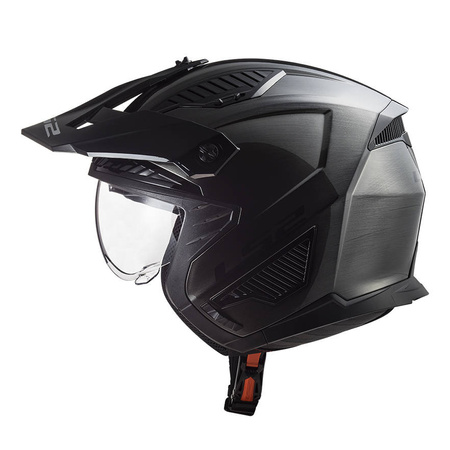 Kask modułowy LS2 OF606 Drifter Jeans Titanium z odpinaną maską