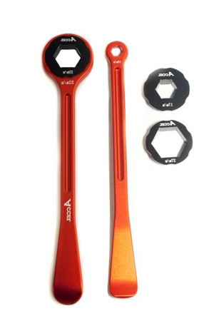 Komplet łyżek do opon (23+24cm) alu7075 kute z kluczami 10,13,17,22,27,32 mm kolor pomarańczowy